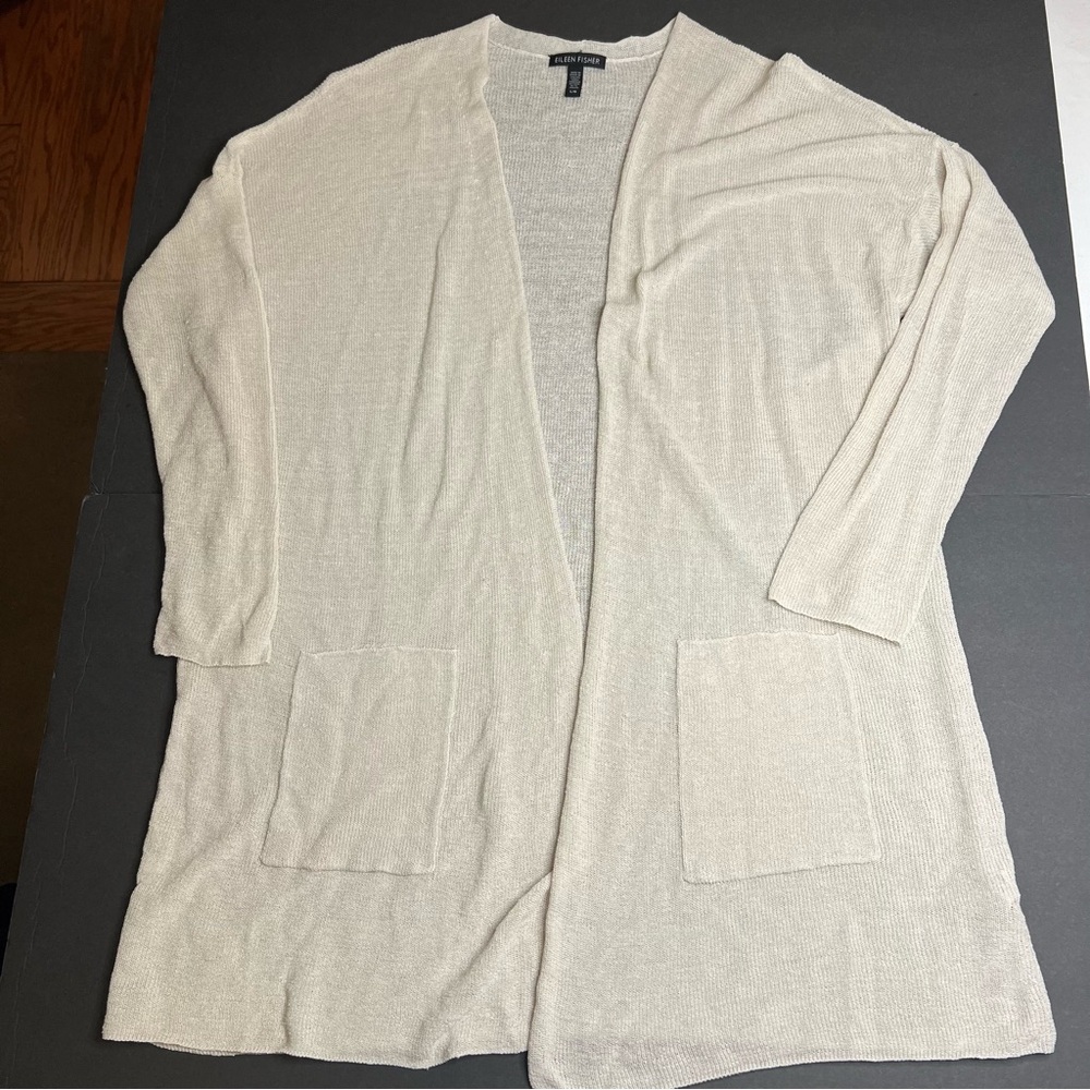 Eileen Fisher Cream Open Front Cardigan